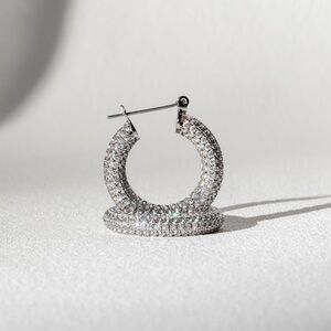LUV AJ Baby Amalfi Tube Silver Pave Hoops